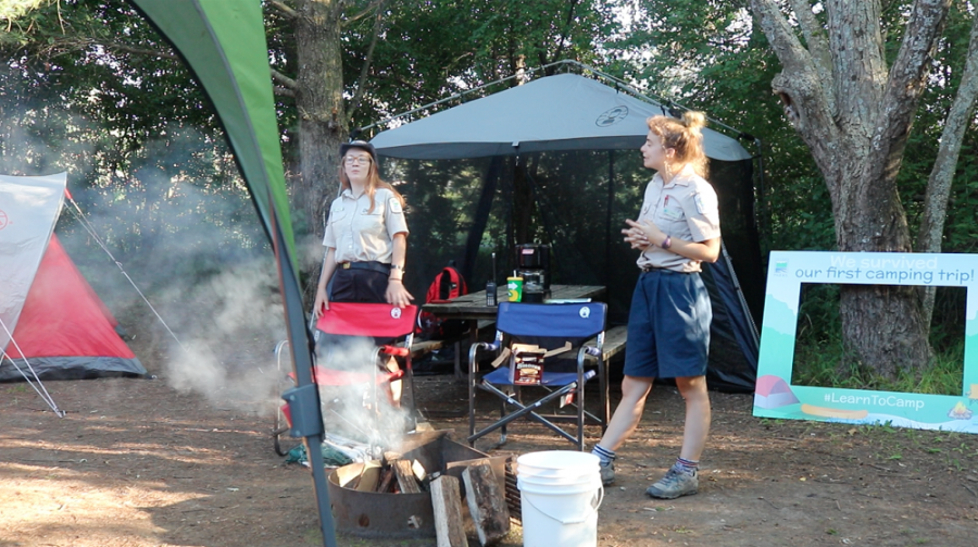 Learn to Camp leaders teaching a camping session