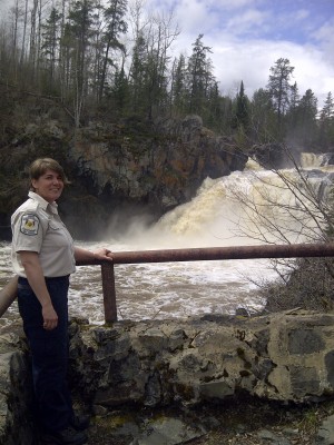 Nancy Daigle by waterfalls