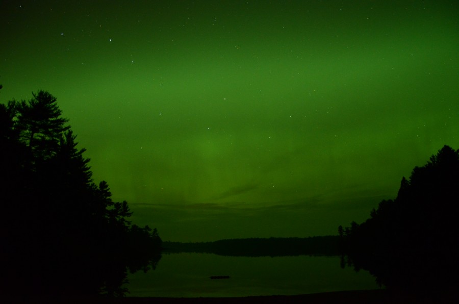 Northern Lights over Main beach, with the Big Dipper, Grundy Lake PP.