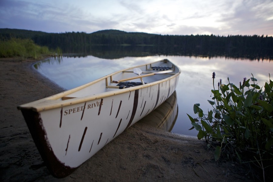 canoe beside lake