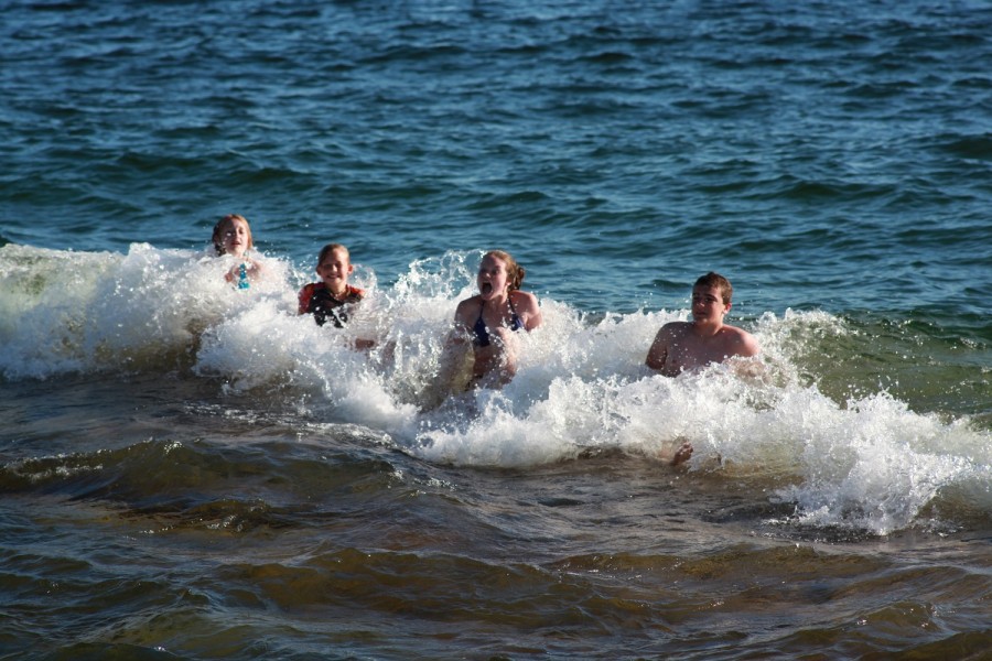 swimmers at Lake Superior