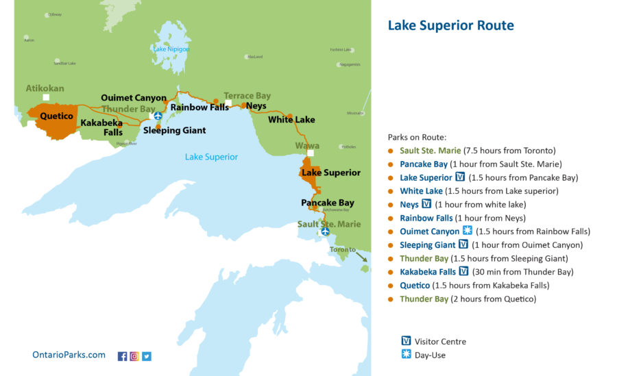 Carte de l'itinéraire du lac Supérieur