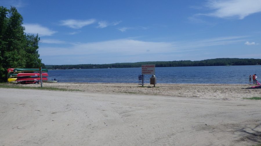 La plage sur le lac Eagle au parc provincial Mikisew,