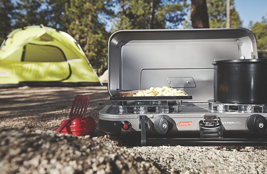 Coleman camp stove and tent
