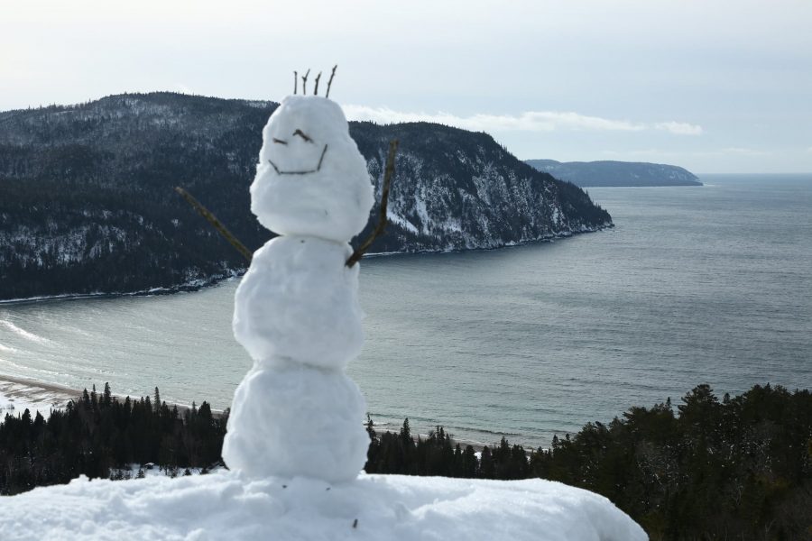 un bonhomme de neige sur le sentier Nokomis