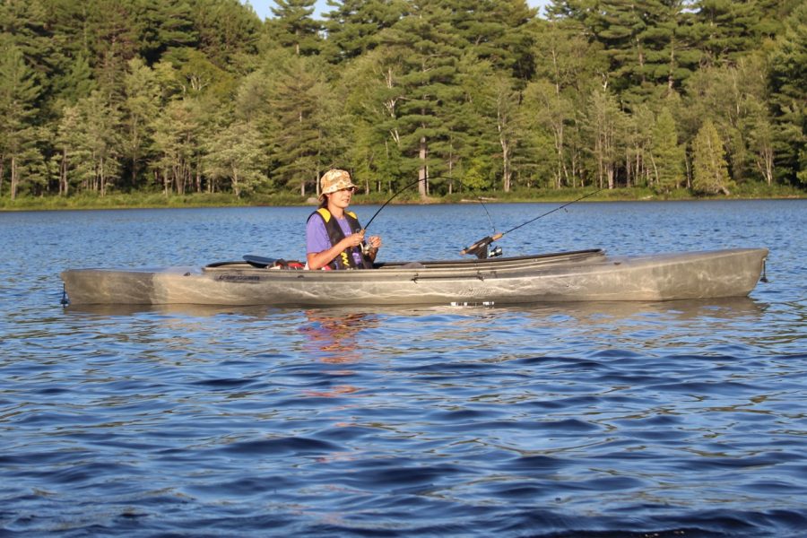 woman kayak fishing