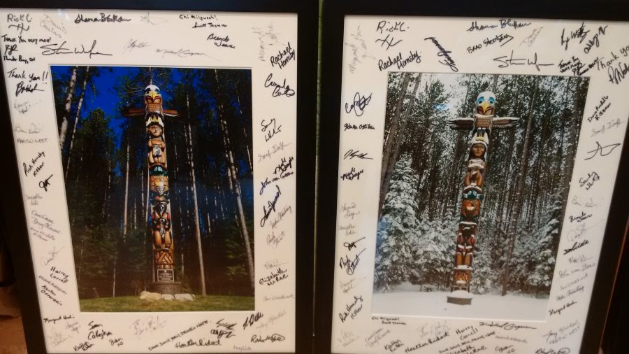 signed photo of Algonquin totem pole