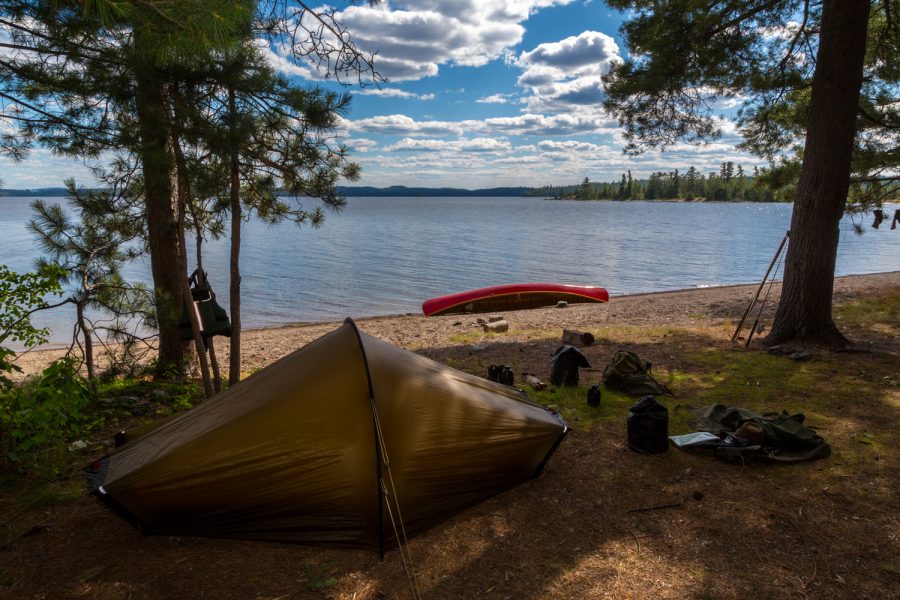 waterfront backcountry campsite at Obabika River