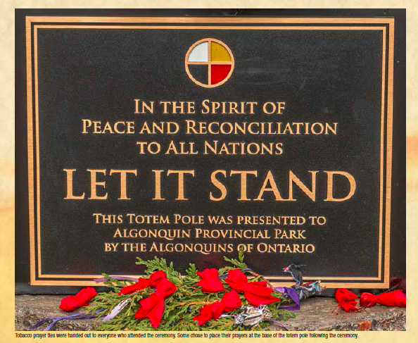 "Let It Stand" presentation plaque to Algonquin PP from Algonquins of Ontario