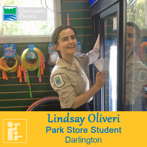 Lindsay stocking shelves in the park store