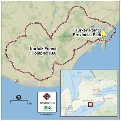 Map of Turkey Point and Norfolk IBA. 