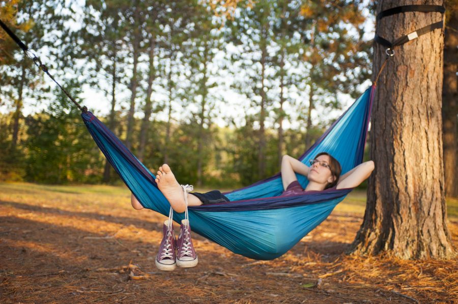 relaxing in a hammock