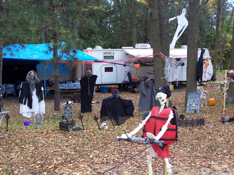 Halloween campsite with RV