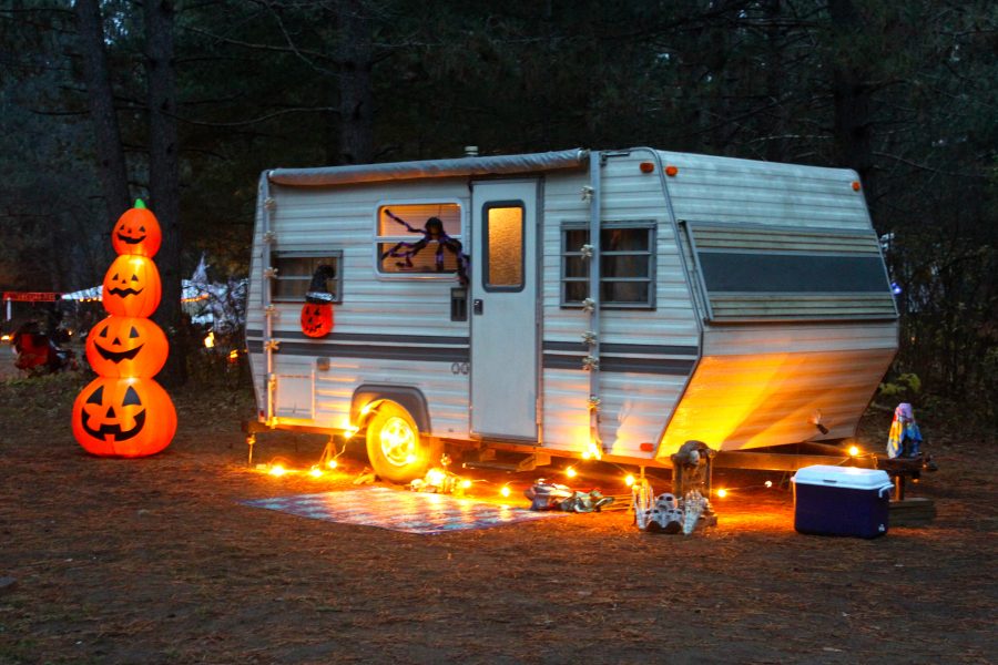 RV decorated for Halloween