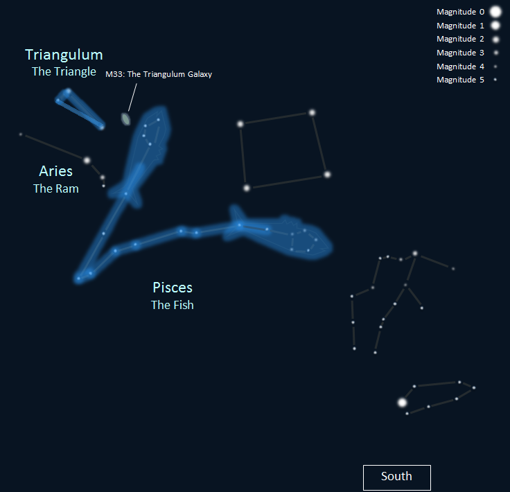 Map showing all of the month's constellations. 