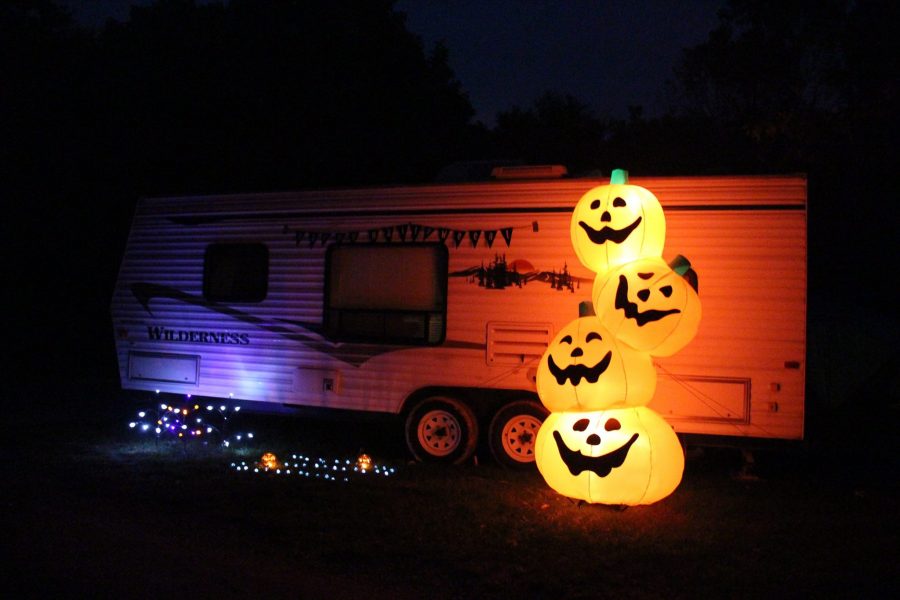 RV decorated for Halloween
