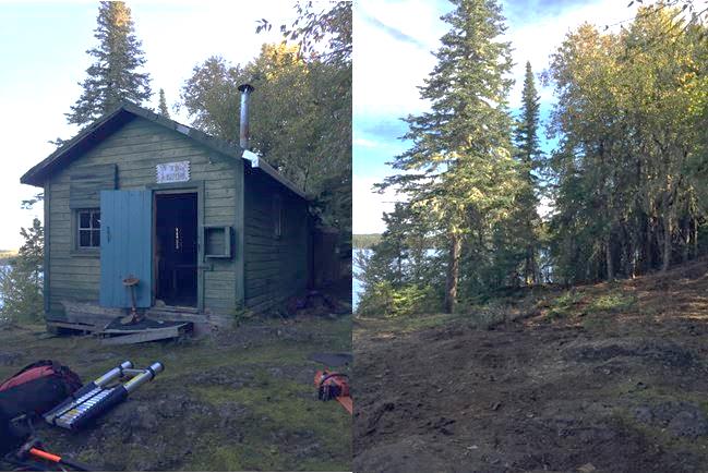 Before and after cabin was taken down