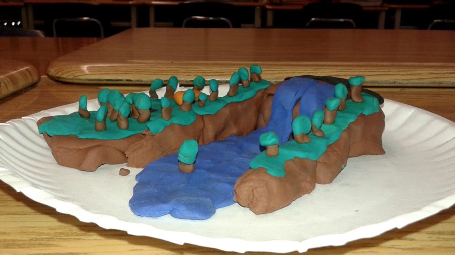 Clay mock up of waterfalls