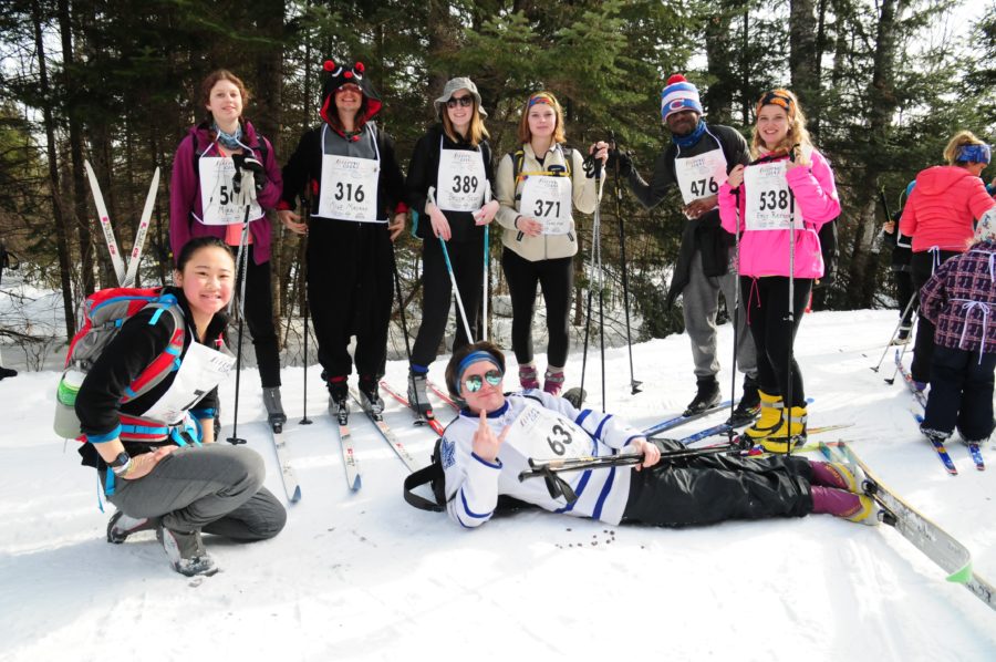 A group of Year 1 Lakehead University Outdoor Recreation Parks and Tourism students enjoy their first Loppet experience