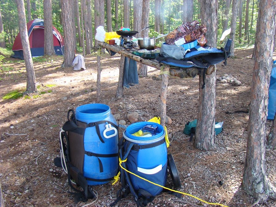 Backcountry gear on a campsite