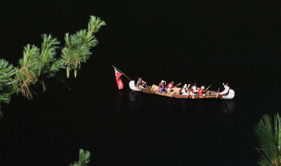 Voyageur canoe from above