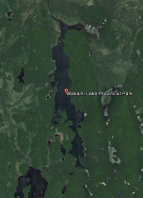 Image satellite du lac Wakami tirée de Google Maps.
