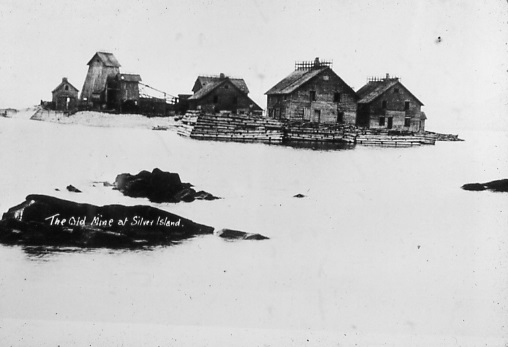 Black and white image of half sunken island community