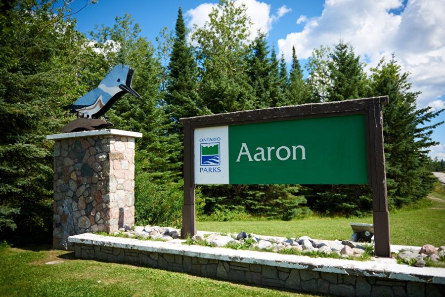 Park sign at Aaron Provincial Park