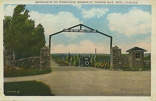Old postcard of the Ferguson highway entrance