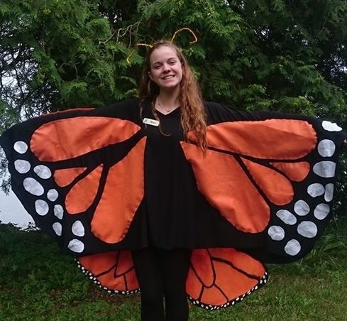 person dressed up as a monarch butterfly