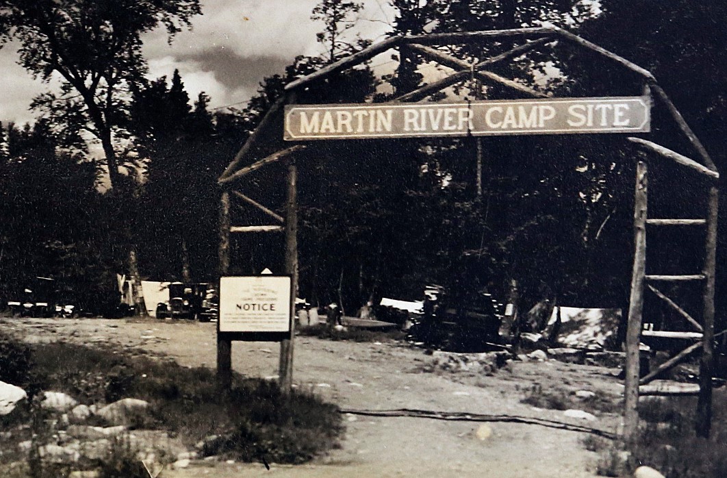 Ancienne photo de l’entrée du camping Martin River