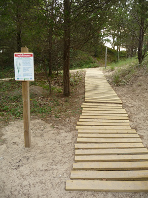 rolling boardwalk with sign