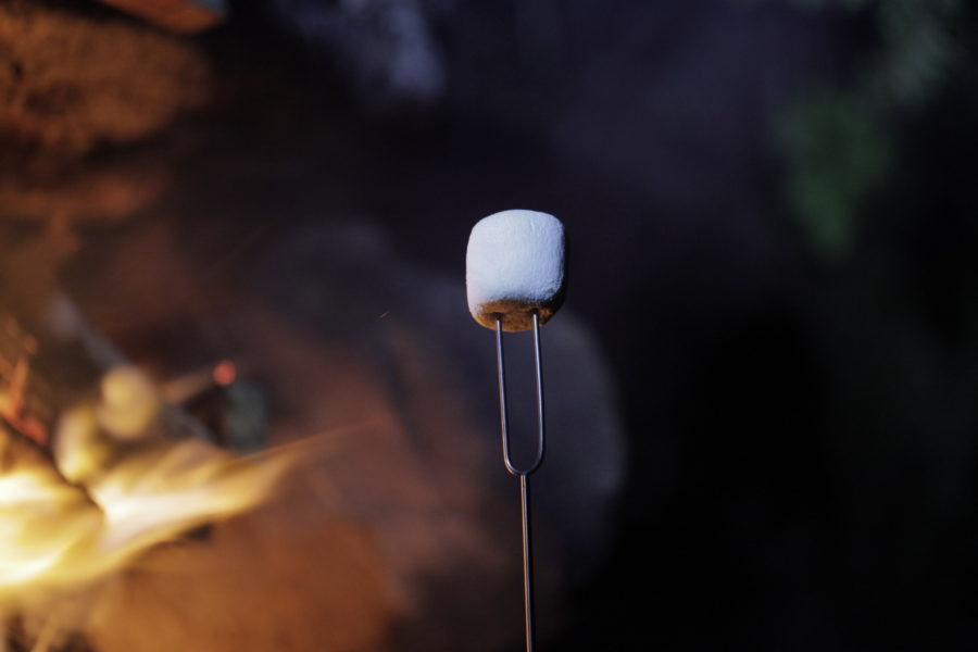 Marshmallow on roasting stick