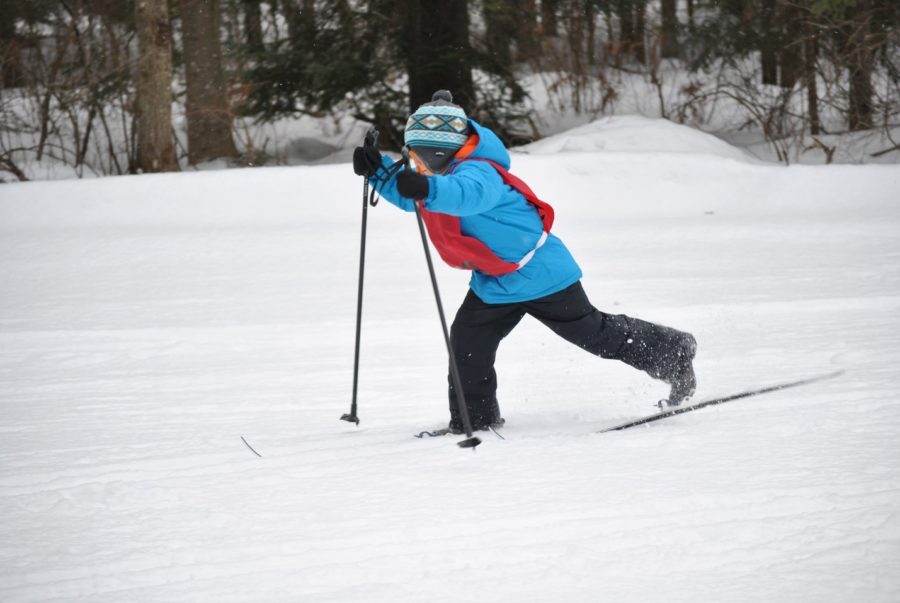 Un enfant fait du ski de fond