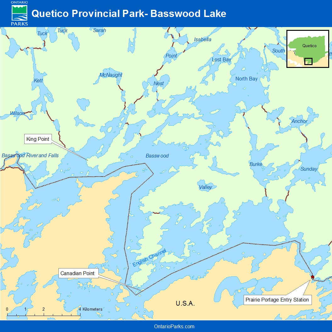 map of Basswood Lake