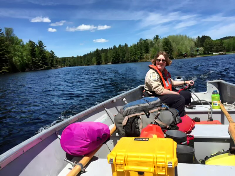 Boating across the Temagami River.