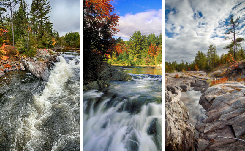 Collage of waterfalls in fall.