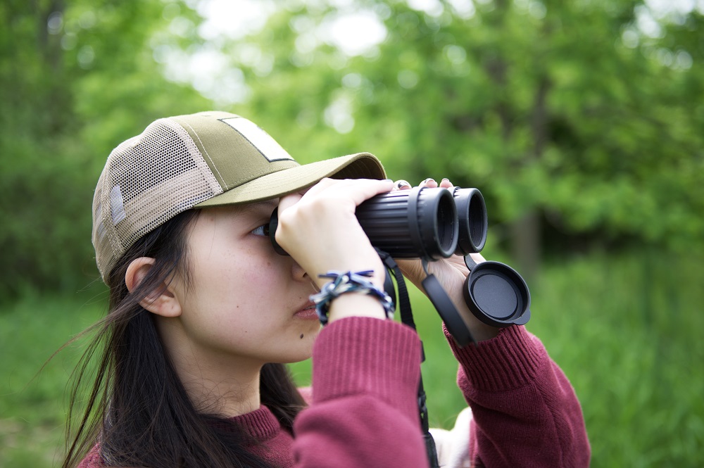 Birdwatcher with binoculars