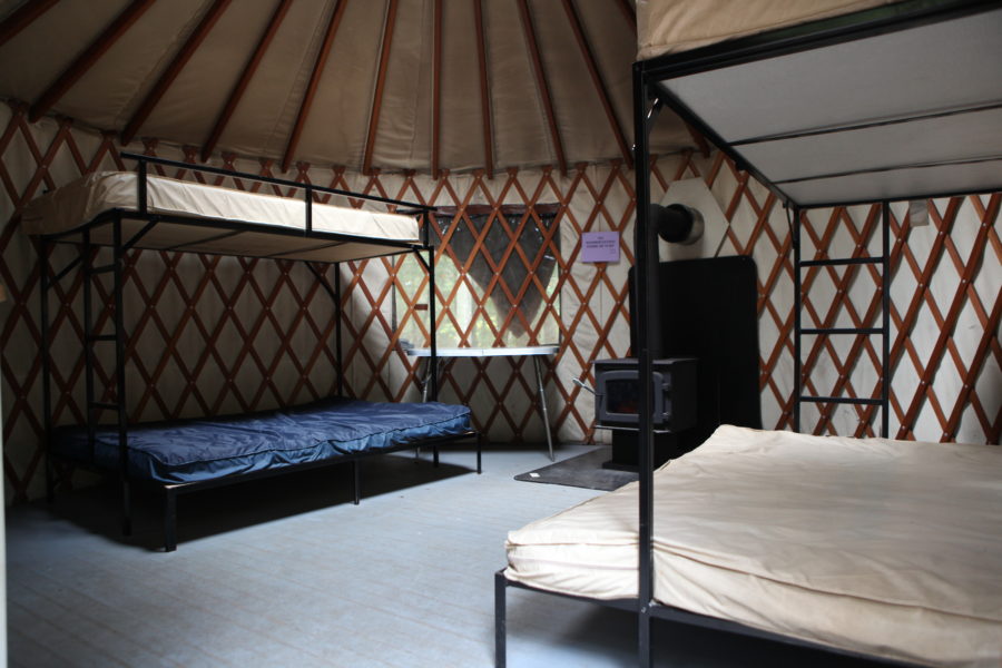 Interior of yurt at Silent Lake.