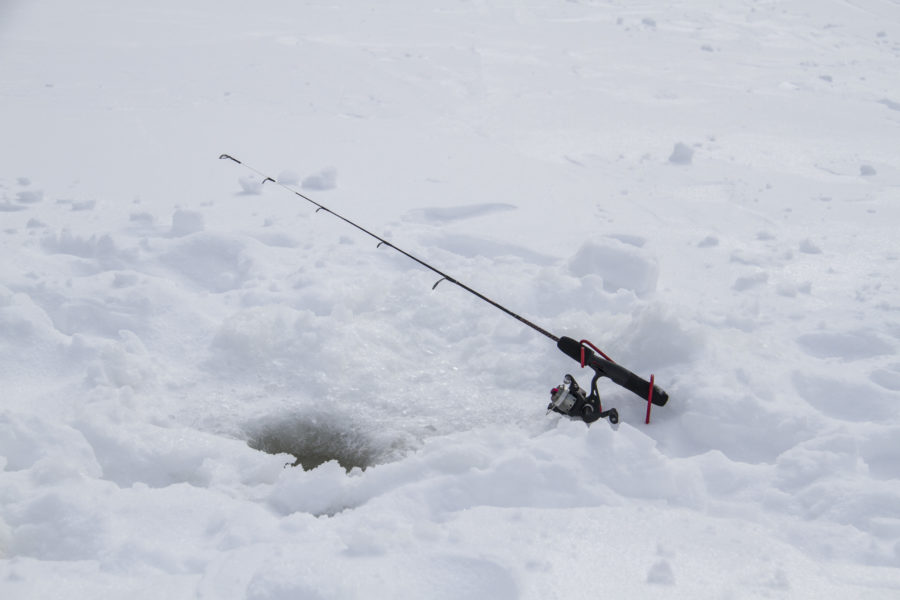 Canne à pêche sur la glace