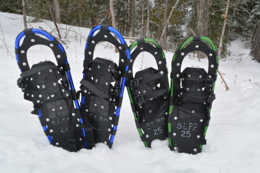 Snowshoes stuck in the snow