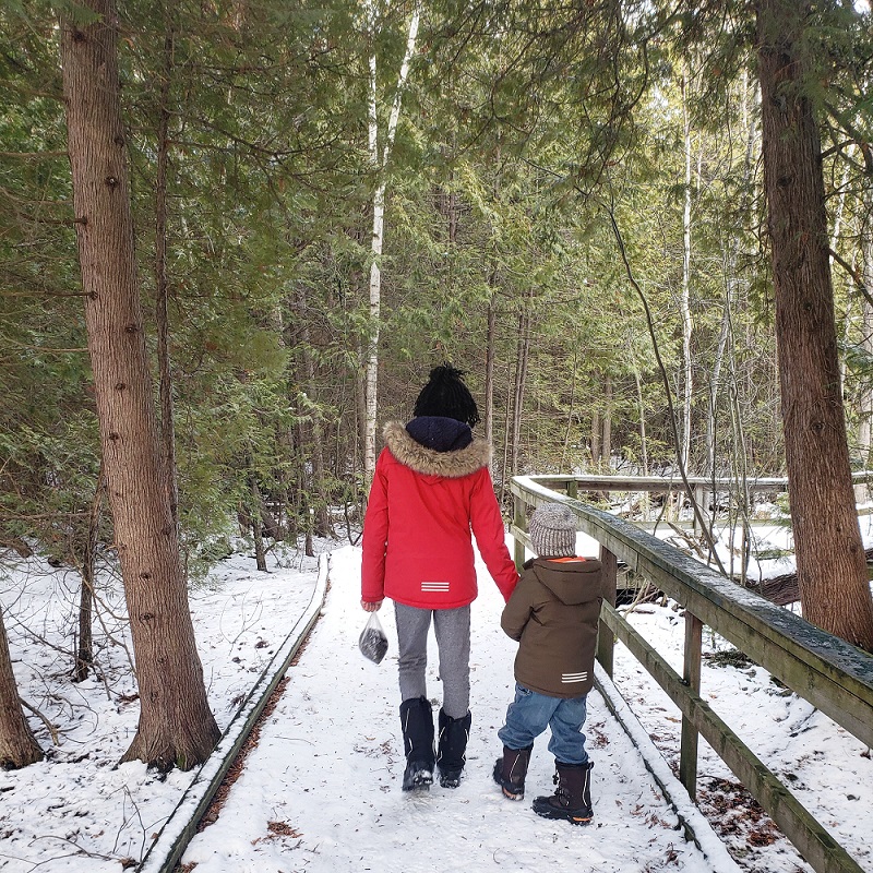 Two children on the Boardwalk Trail at MacGregor Point
