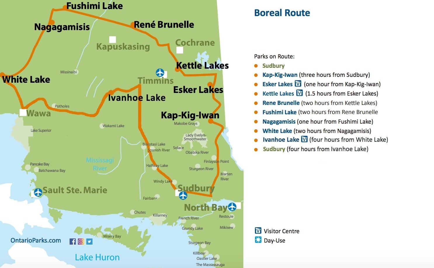 Map of Boreal Driving Route