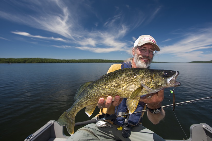 Man holding up a Walleye