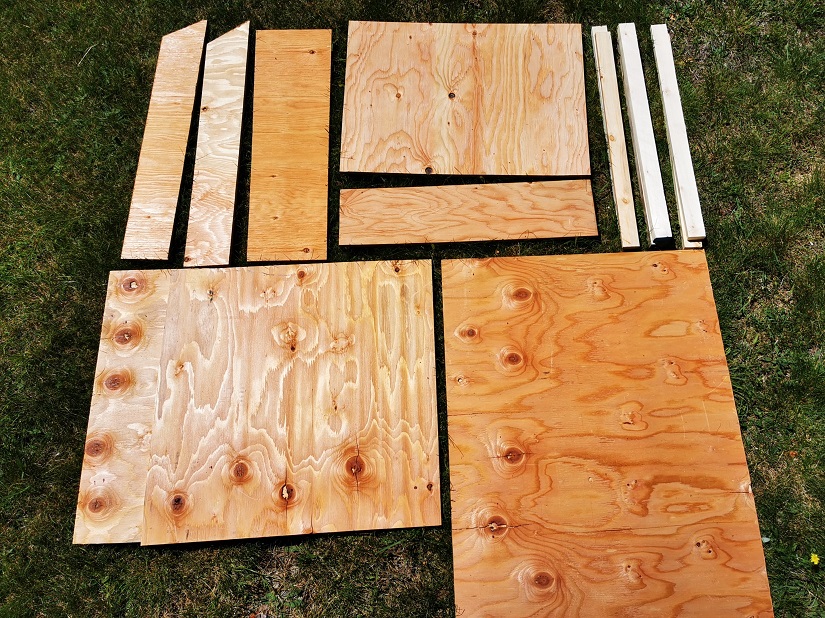 Pieces of wood for the bat house