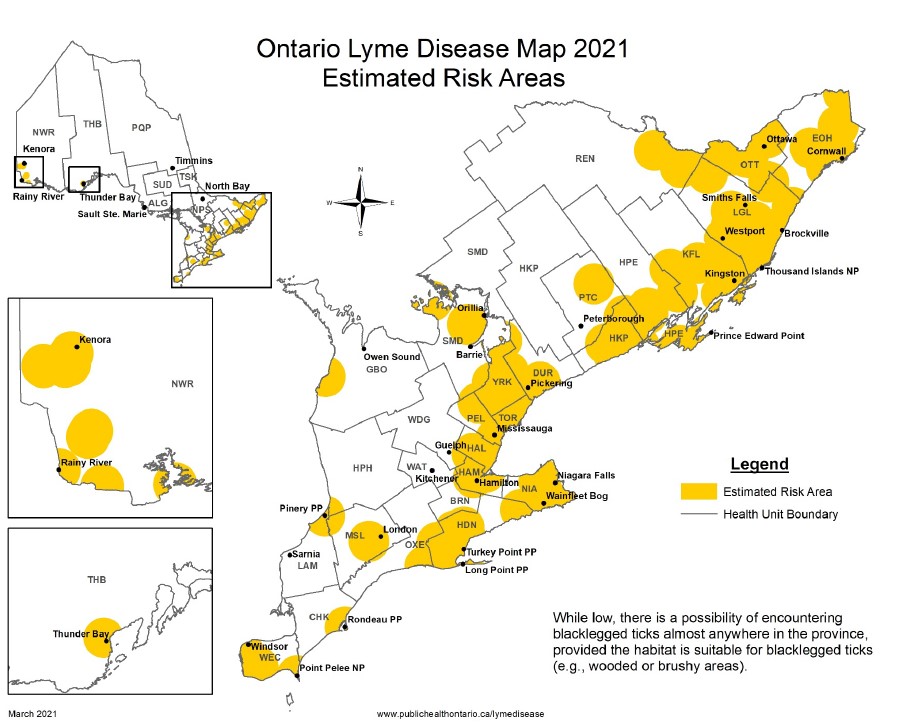 Lyme disease map Ontario.