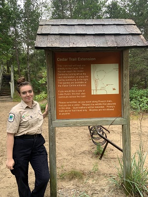 staff with trail sign