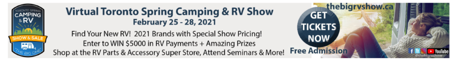 Bannière du Spring Camping and RV Show, du 25 au 28 février, événement en ligne