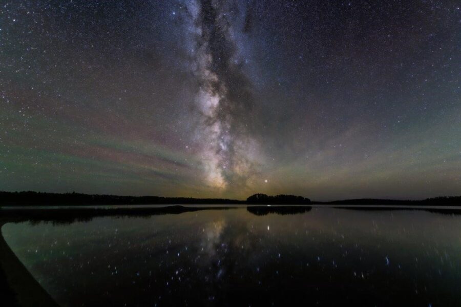 The Milky Way over a lake.