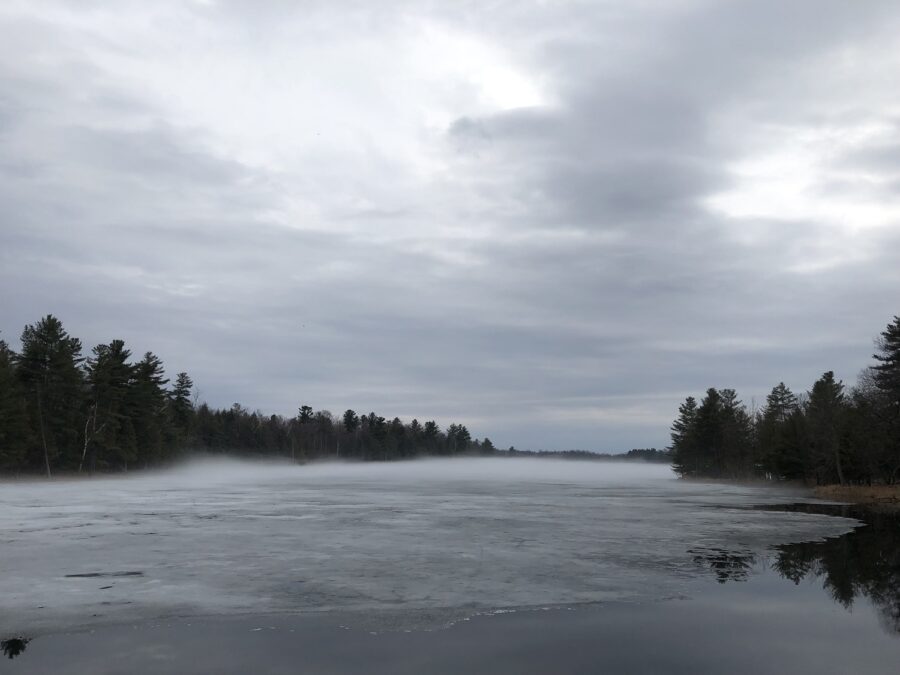 ice on misty lake